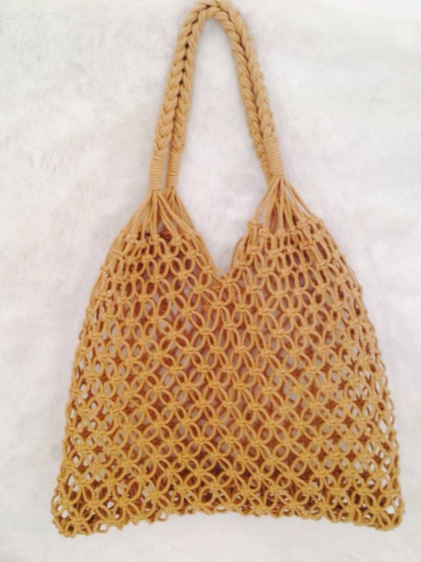 Women's Cotton Mesh Unlined Straw Bag